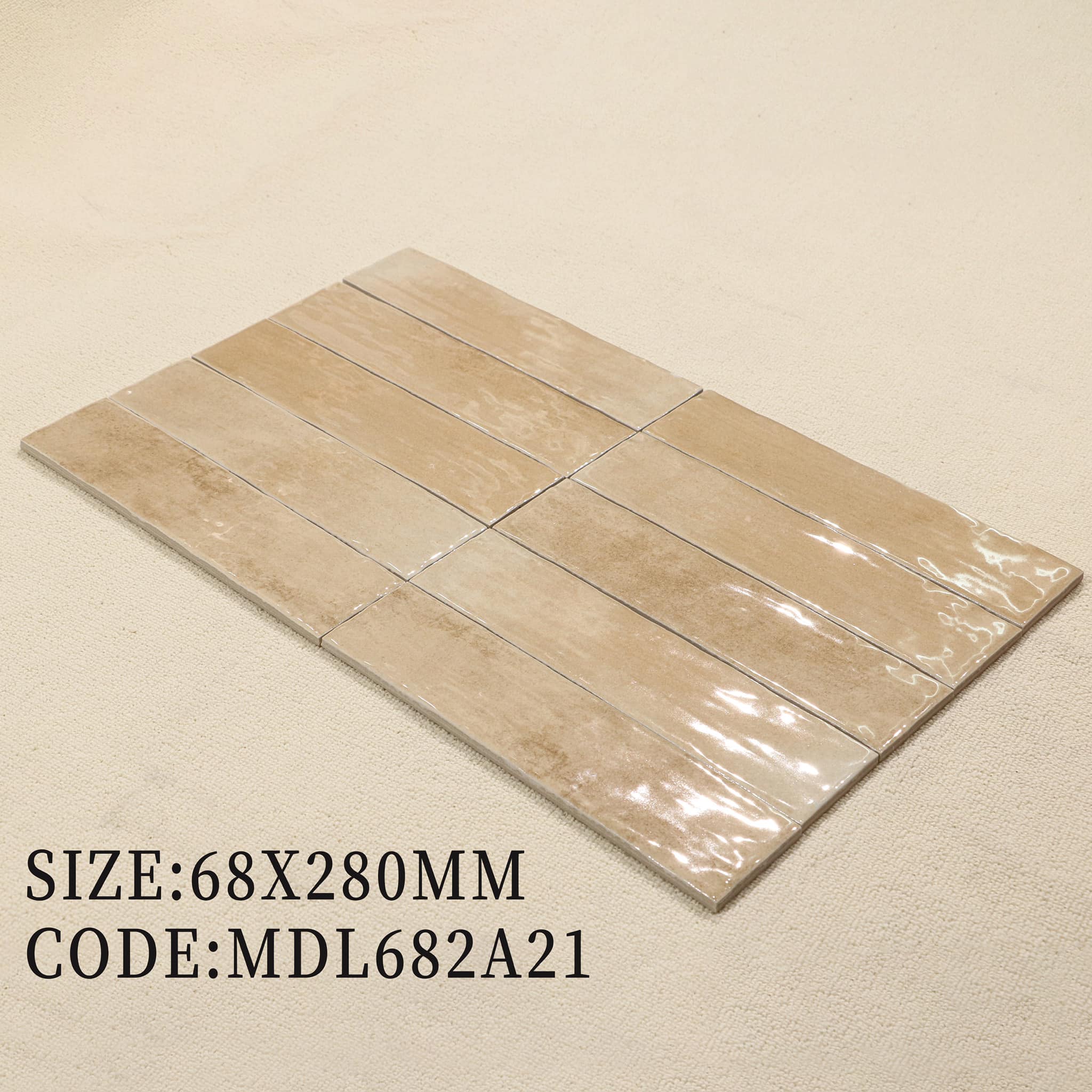 GẠCH THẺ TRANG TRÍ MEN BÓNG MẦU NÂU NHẠT