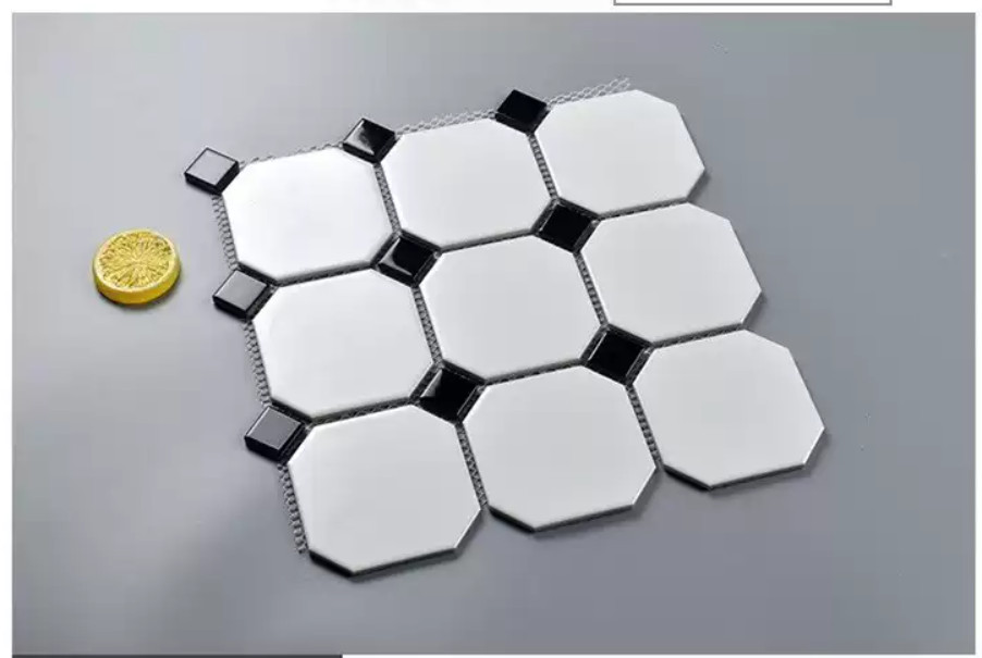 Gạch Mosaic Bát Giác Trắng