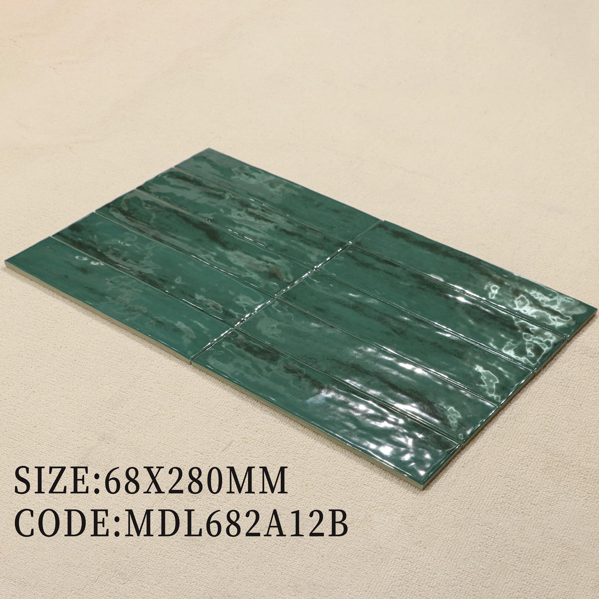 GẠCH THẺ TRANG TRÍ MEN BÓNG MẦU XANH LÁ